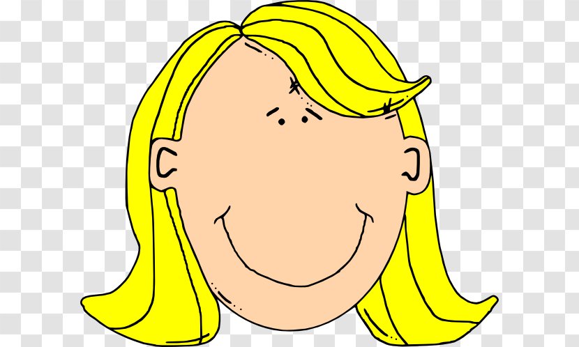 Blond Long Hair Clip Art - Silhouette - Cartoon Woman Face Transparent PNG
