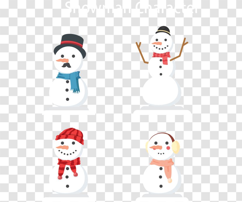 Cartoon Snowman Winter Illustration - Four Transparent PNG