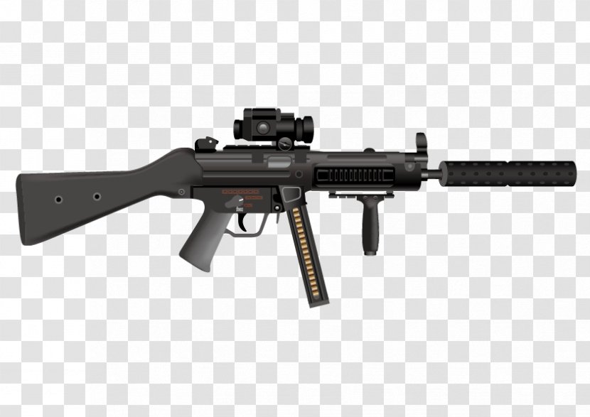 Firearm Submachine Gun Weapon Heckler & Koch MP5 - Watercolor - Vector Machine Guns Transparent PNG
