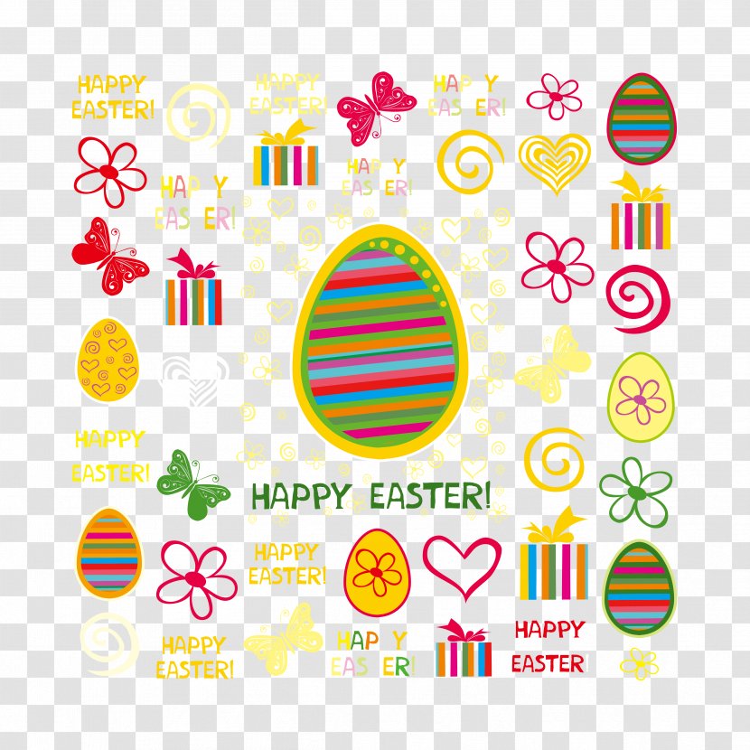 Easter Egg Clip Art - Motif - Eggs With Ribbons Transparent PNG