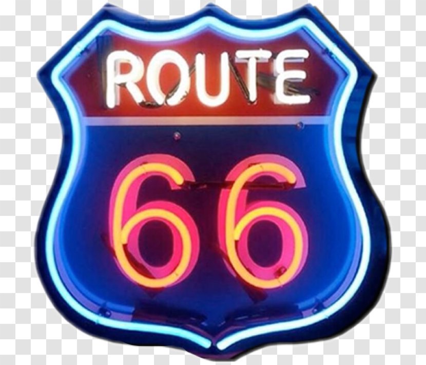 U.S. Route 66 Neon Sign Brand Logo Product - Sticker Transparent PNG