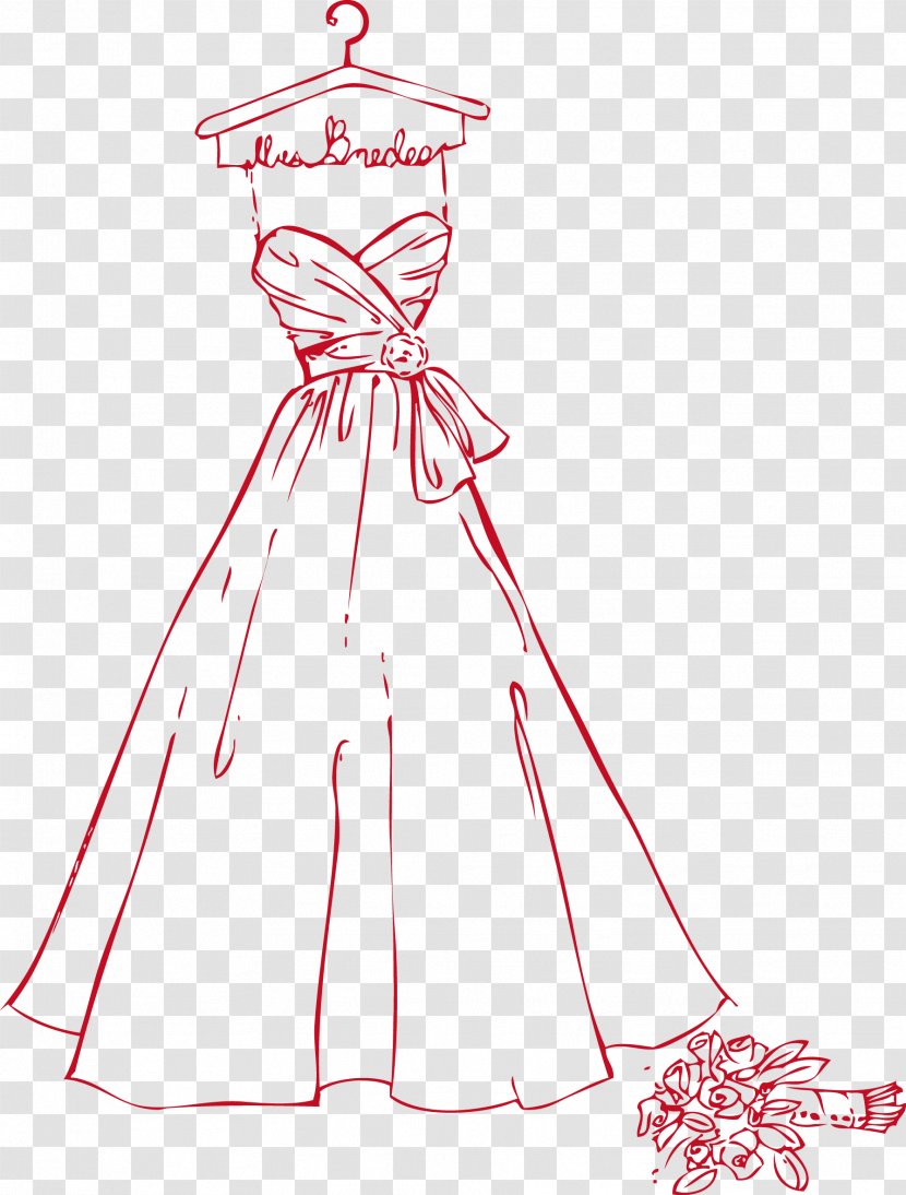 Wedding Dress Drawing Gown Sketch - Artwork - Vector Cartoon New Skirt Transparent PNG