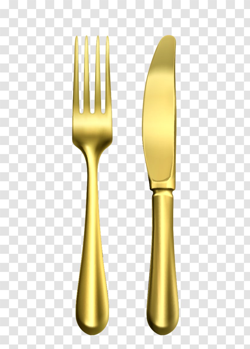 Fork Knife Spoon - Gold Metal Vector Transparent PNG