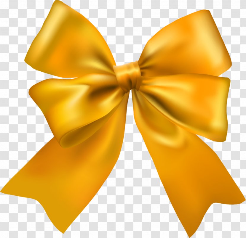 Yellow Ribbon Clip Art - Textile - Hand Painted Golden Bow Transparent PNG