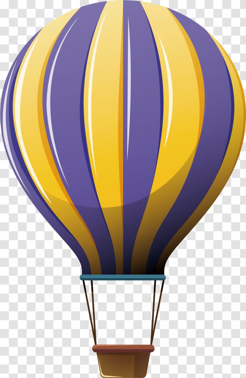 Hot Air Balloon - Purple - Flying IllustrationYellow Transparent PNG