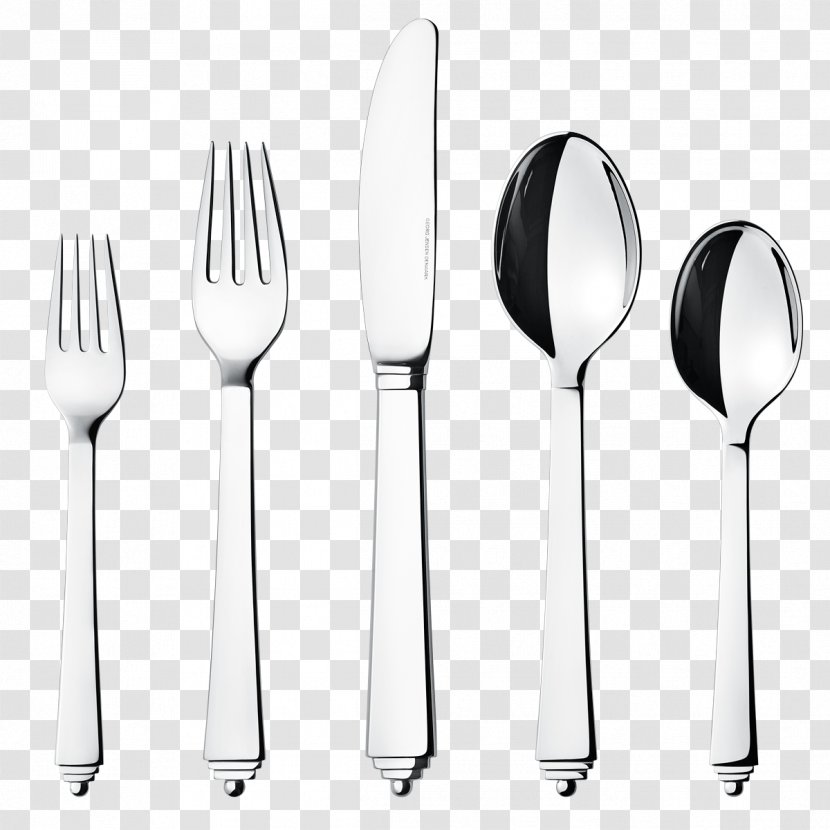 Cutlery Tableware Fork Sterling Silver Stainless Steel - Black And White Transparent PNG