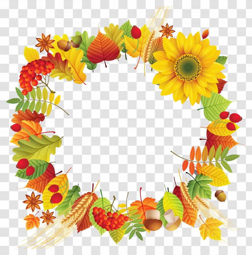 Wreath Cut Flowers Leaf - Fall Decoration Transparent PNG