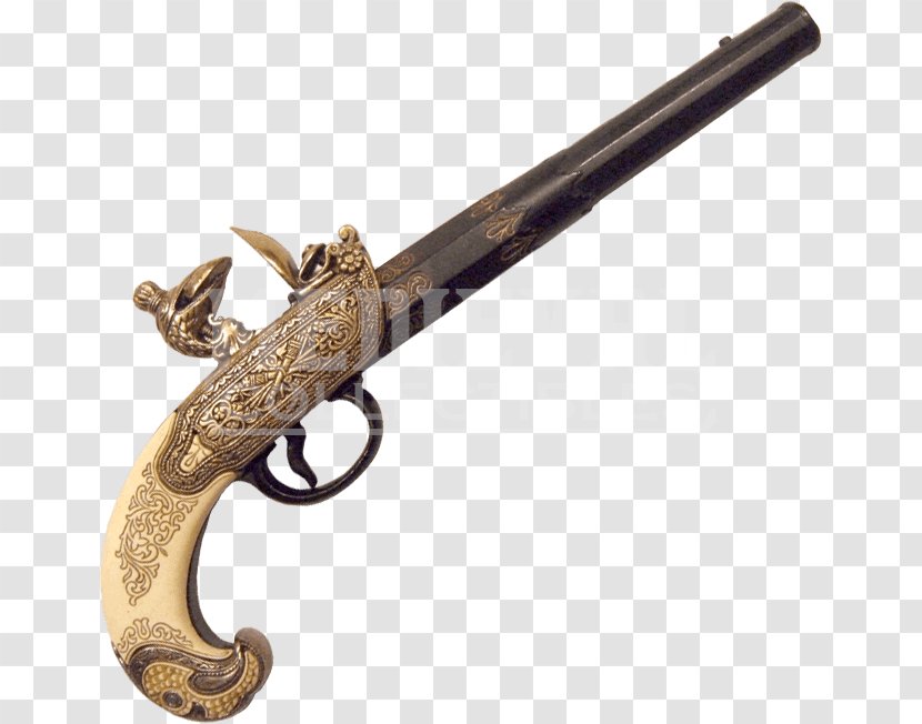 18th Century Flintlock Pistol Blunderbuss Firearm - Flower - Weapon Transparent PNG