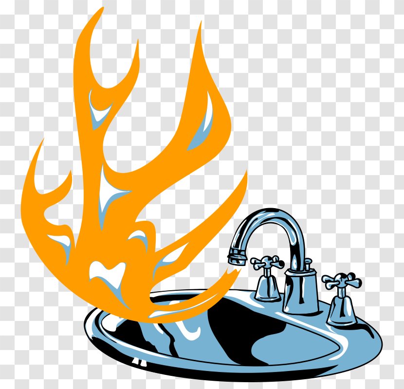 Kitchen Sink Tap Clip Art - Cleaning - Flaming Vector Transparent PNG