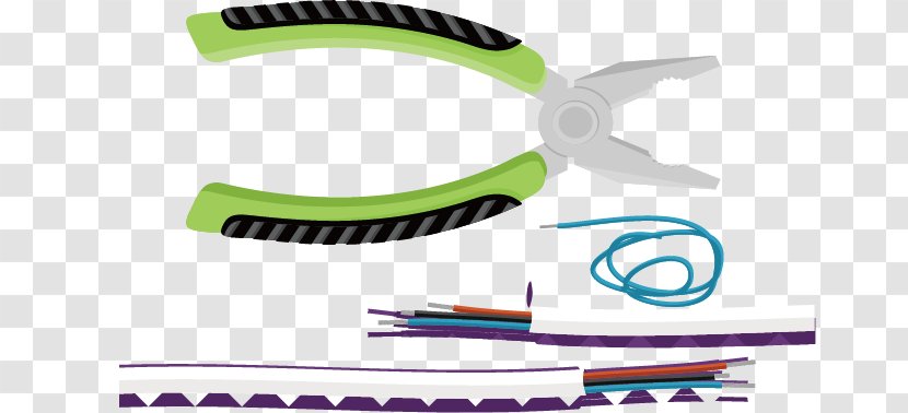 Flat Design Pliers Electrical Cable - Text - Vector And Wire Transparent PNG