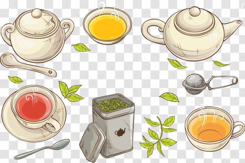 Green Tea Teacup Strainer - Kettle - Vector White Cup And Transparent PNG