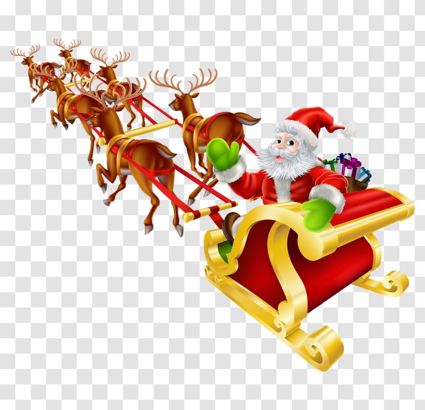 Santa Claus Sled Christmas Clip Art - Fictional Character Transparent PNG