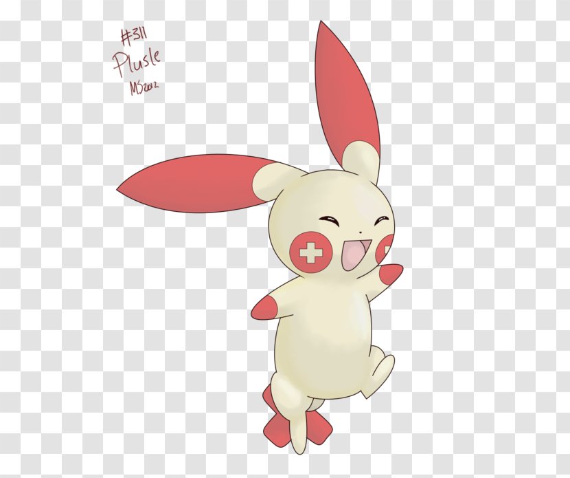 Domestic Rabbit Easter Bunny Hare Clip Art - Cartoon - Plusle Pokemon Transparent PNG