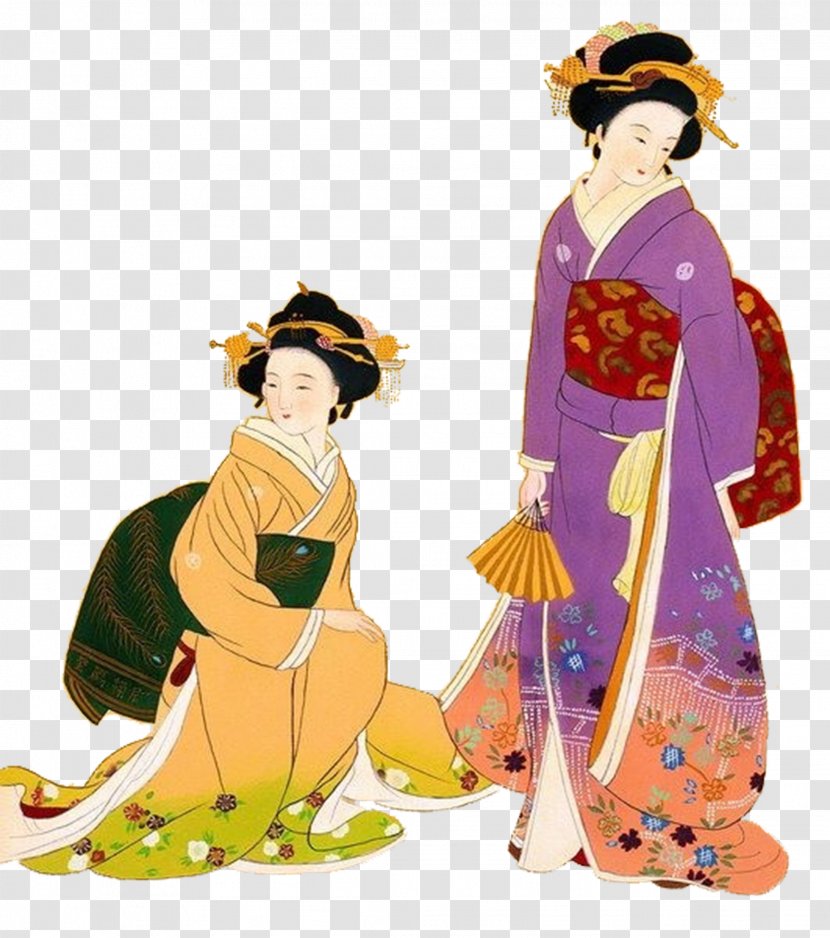 Japan Wa Ukiyo-e Geisha - Costume Design - Japanese Character Elements Transparent PNG