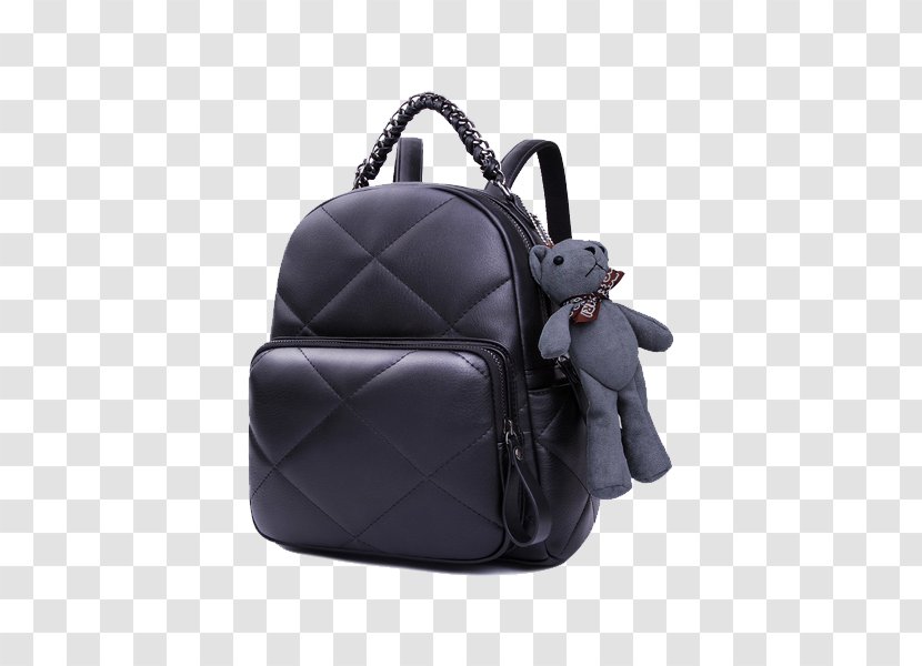 Handbag Backpack Fashion Leather - Tree - Black Quilted Bear Pendant Ms. Transparent PNG