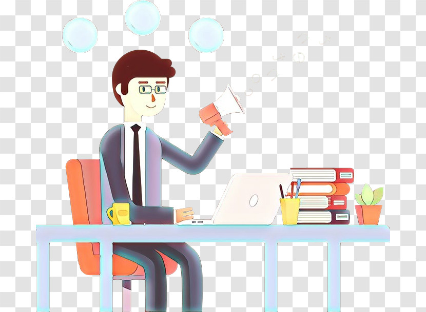 Cartoon Sitting Job Furniture Desk Transparent PNG