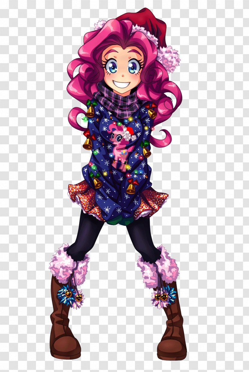 Pinkie Pie Rainbow Dash Pony Christmas Day Fluttershy - Fictional Character - My Little Human Fanart Transparent PNG
