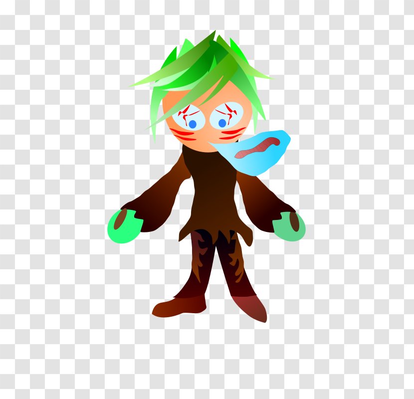 Cartoon Drawing Clip Art - Brown Hair And Green Clothes Villain Transparent PNG