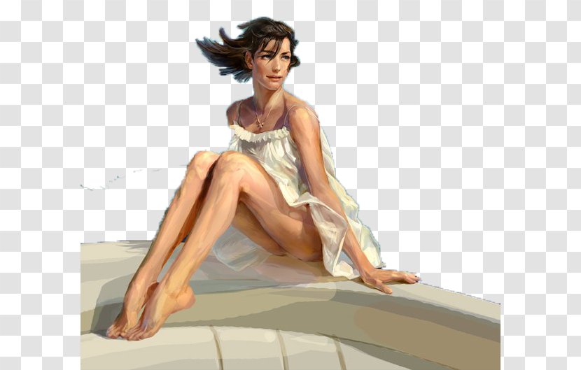 Art Drawing Painter Painting Illustration - Cartoon - Beautiful White Dress Transparent PNG