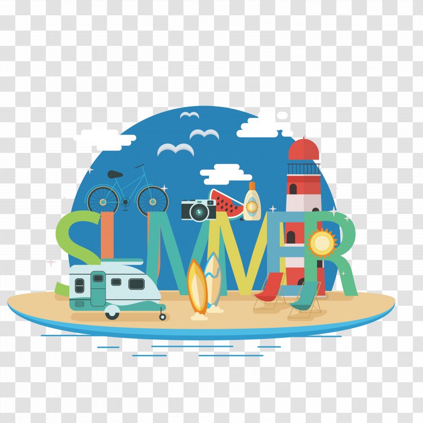 Cartoon Summer Illustration - Where The Weekend Travels Transparent PNG