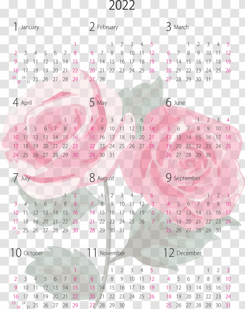 2022 Yearly Calendar Printable 2022 Yearly Calendar Transparent PNG