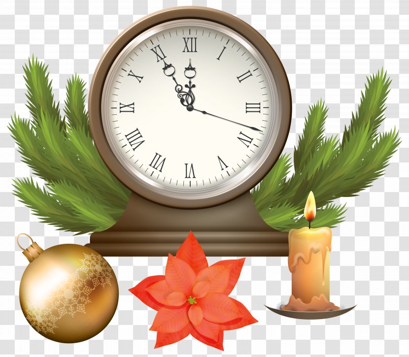 Clock Christmas New Year Clip Art - Wall - Cliparts Transparent PNG