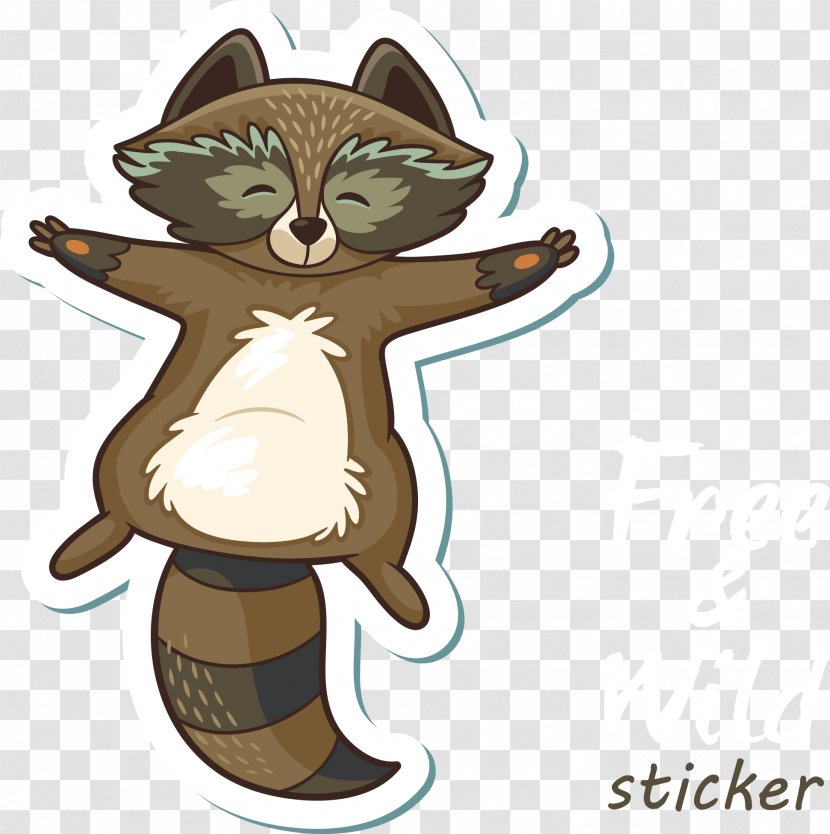 Raccoon Stock Illustration - Cat Like Mammal - Cute Little Sticker Vector Transparent PNG