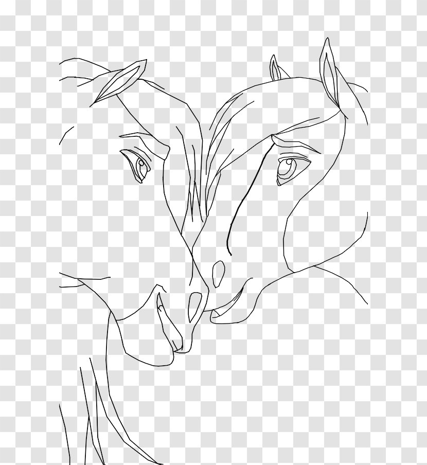 Horse Line Art Drawing Black And White Stallion - Watercolor - Spirit Transparent PNG