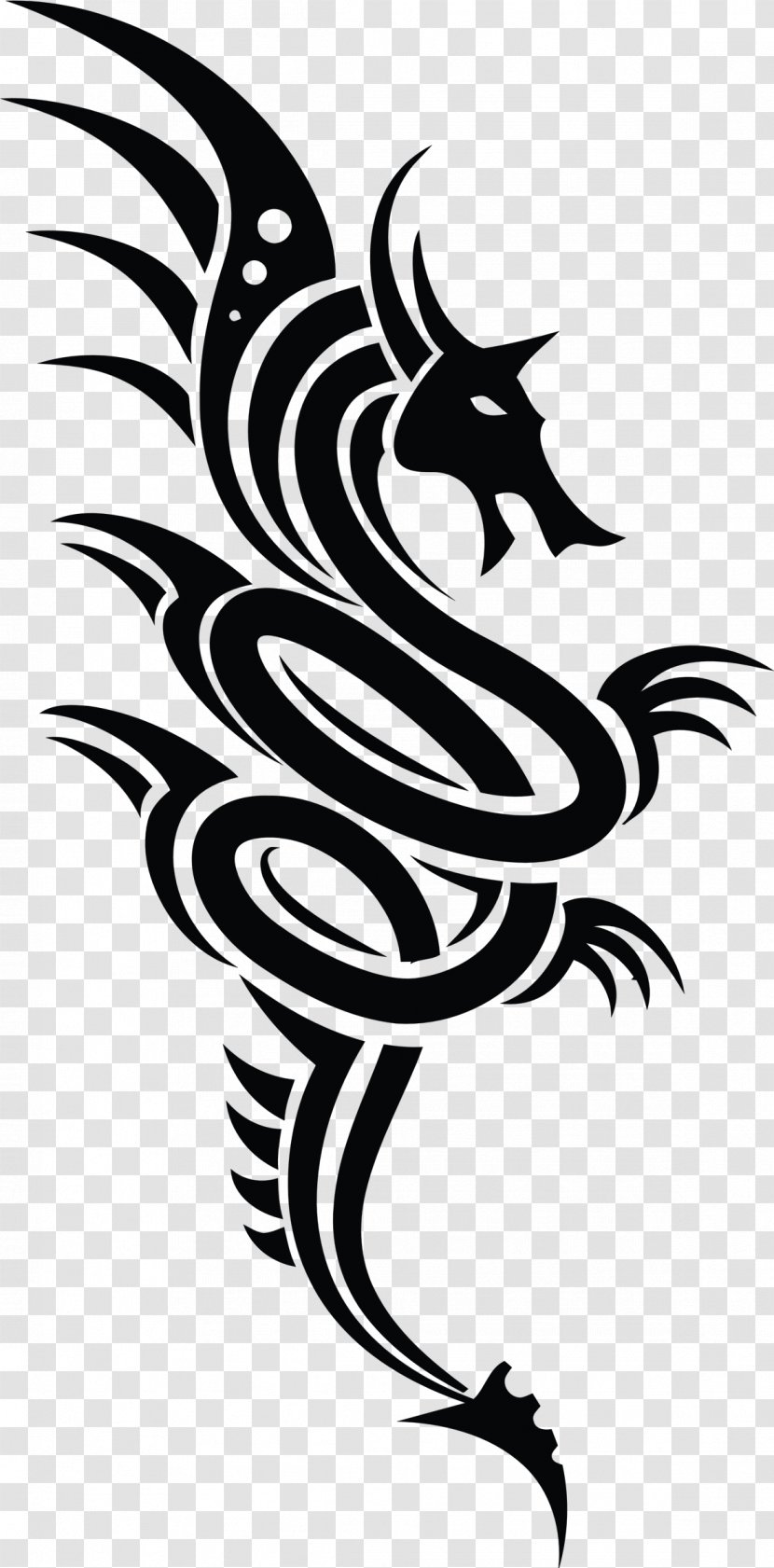 Dragon Symbol Legendary Creature Clip Art - Vertebrate - Tribal Transparent PNG