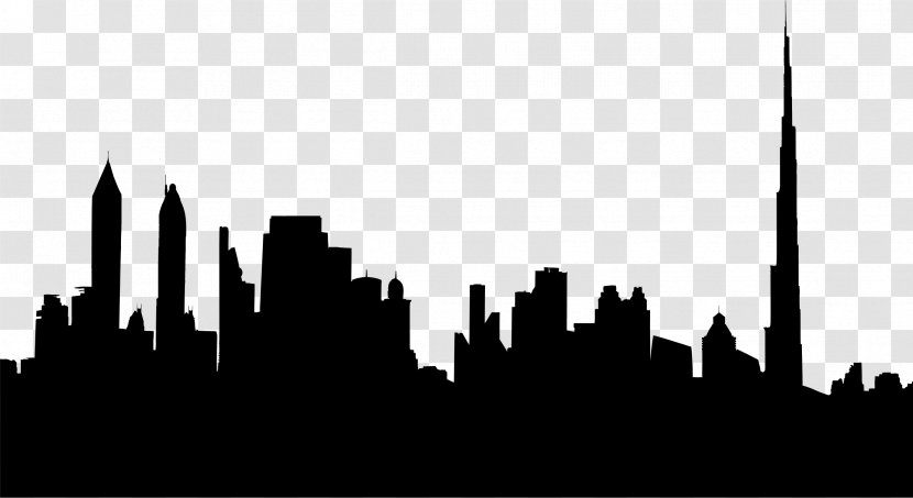 Dubai Silhouette Skyline Cityscape - Black And White - City Transparent PNG