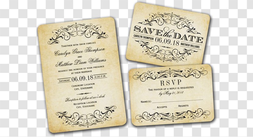 Wedding Invitation Strudel Save The Date Text Post Cards - Vintage Invitations Transparent PNG