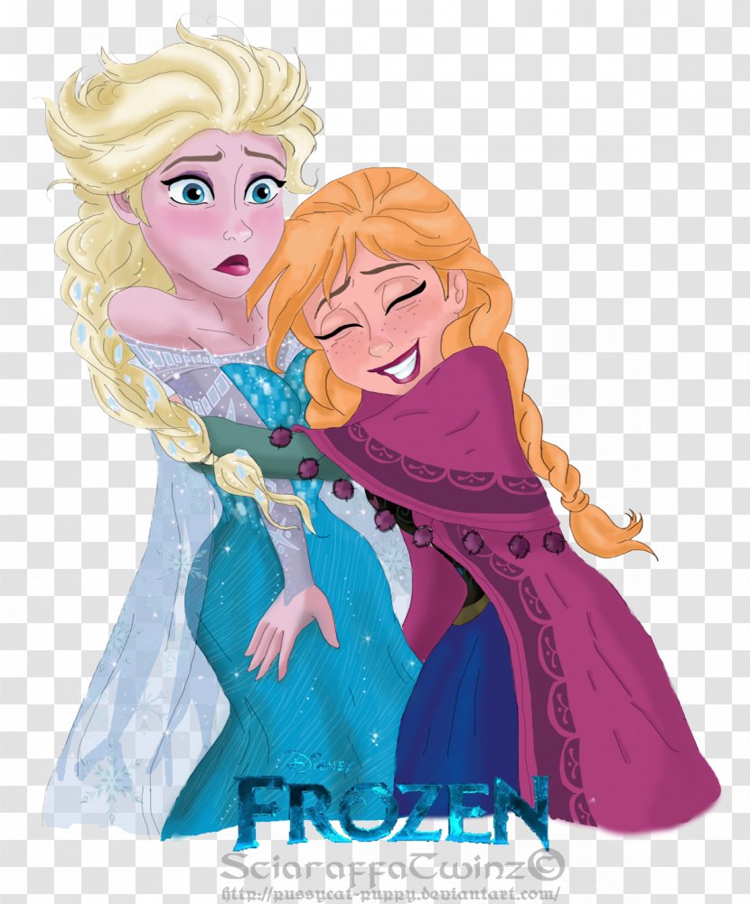 Elsa Anna Frozen Hug Disney Princess - Silhouette Transparent PNG