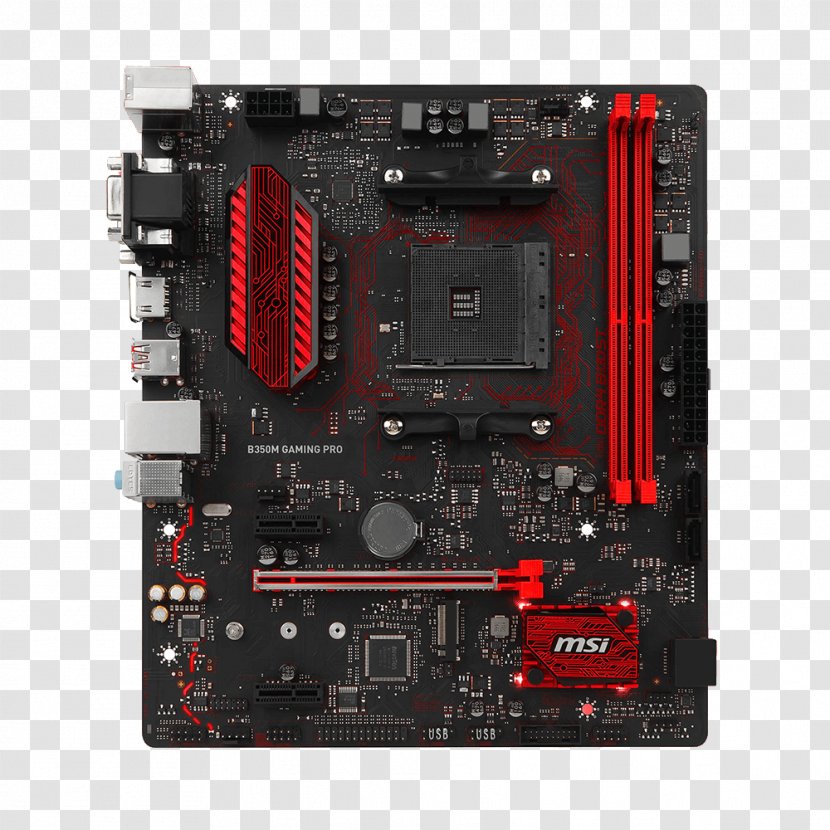 Socket AM4 MicroATX Motherboard MSI B350M GAMING PRO A320M - Red - Computer Transparent PNG
