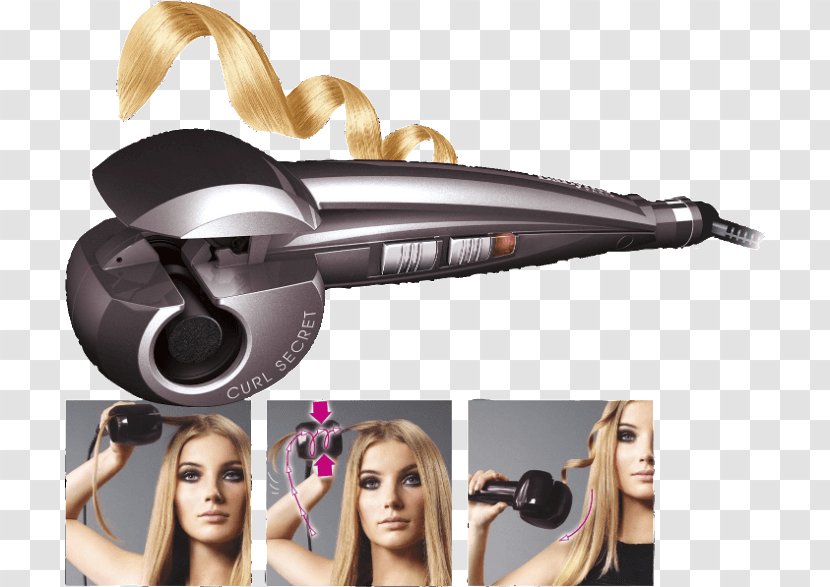 Hair Iron Roller BaByliss Curl Secret 2667U Care - Grey Transparent PNG