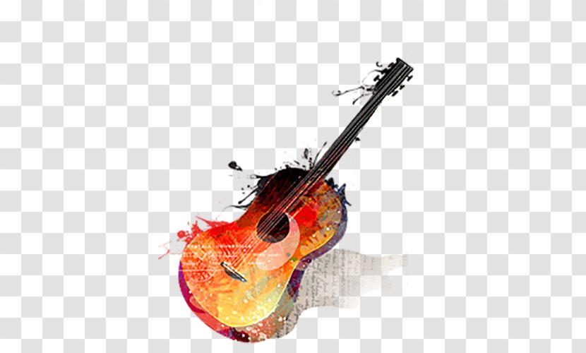 Guitar Musical Instrument - Watercolor - Folk Transparent PNG