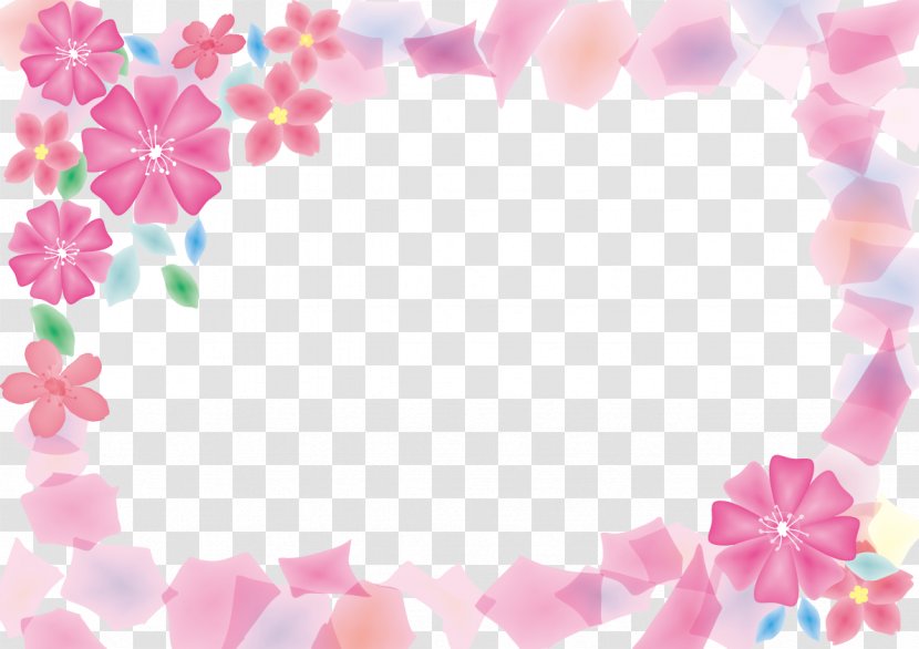 Crane Game Toreba Pink Flowers - Romantic Frame Border Transparent PNG