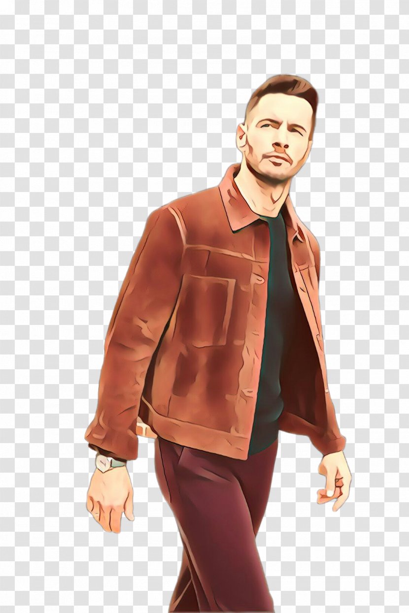 Standing Brown Maroon Fashion Male - Leather Jacket Action Figure Transparent PNG