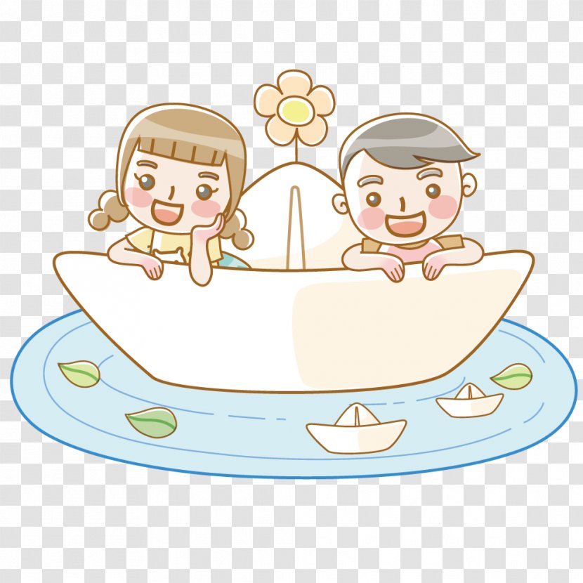 Cartoon Child Clip Art - Play - Paper Boat Couple Transparent PNG