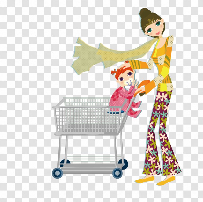 Mother Clip Art - Clothing - Push Put The Baby Cart Transparent PNG