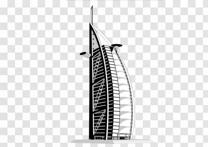Burj Al Arab Khalifa Hotel - Monochrome Transparent PNG