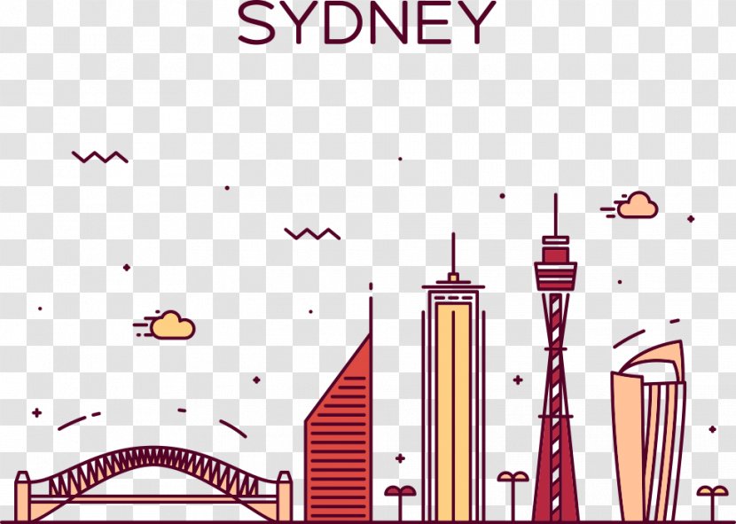 City Of Sydney Harbour Bridge Skyline Illustration - Diagram - Vector Transparent PNG
