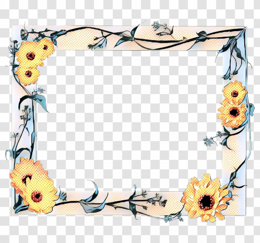 Floral Design Picture Frames Cut Flowers Rectangle - Yellow Transparent PNG