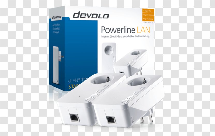 Power-line Communication PowerLAN Devolo DLAN 1200+ Einzeladapter Netzwerk Internet - Powerlan - Wifi Transparent PNG