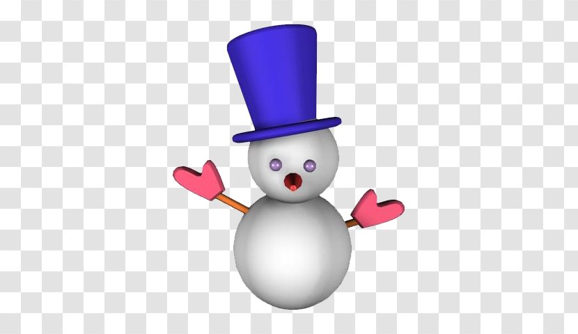 Snowman 3D Modeling Computer Graphics Autodesk 3ds Max - Christmas Ornament - White And Blue Hat Transparent PNG