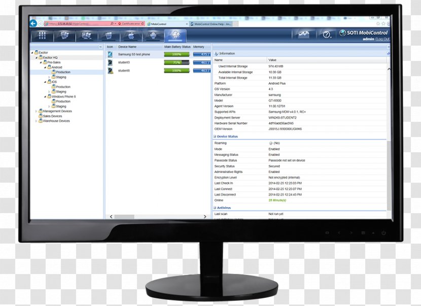 Mobile Device Management Computer Software Monitors Help Desk - Monitor - Soliton Transparent PNG