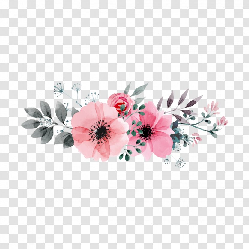 Floral Design Watercolor: Flowers Image Vector Graphics - Blossom
