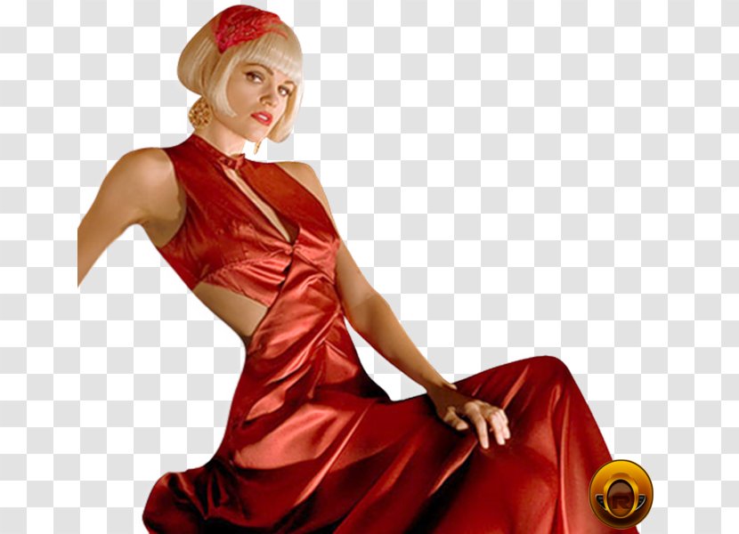 Woman Female Red & Black Little Dress Transparent PNG