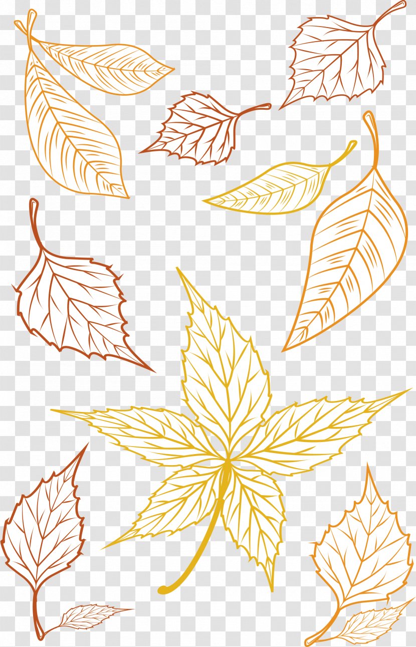 Deciduous Autumn Clip Art - Paper - Hand Painted Leaves Transparent PNG
