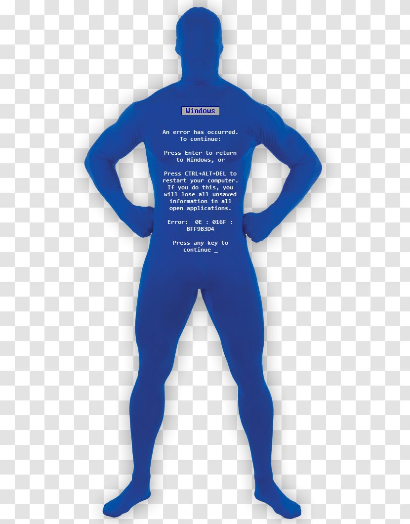 Blue Screen Of Death Costume Zentai - Personal Protective Equipment - Suit Transparent PNG