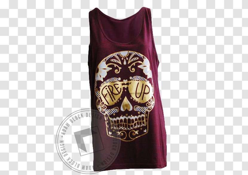 Gilets T-shirt Skull Sleeve Maroon - Flame Transparent PNG
